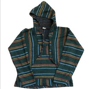 Mexican Baja Hoodie Pullover Molina Green Size S.